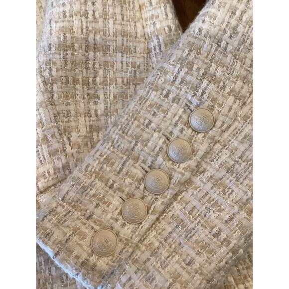 L'AGENCE Brooke Double Brested Crop boucle Blazer in ivory ecru tweed style 0 - Picture 12 of 13